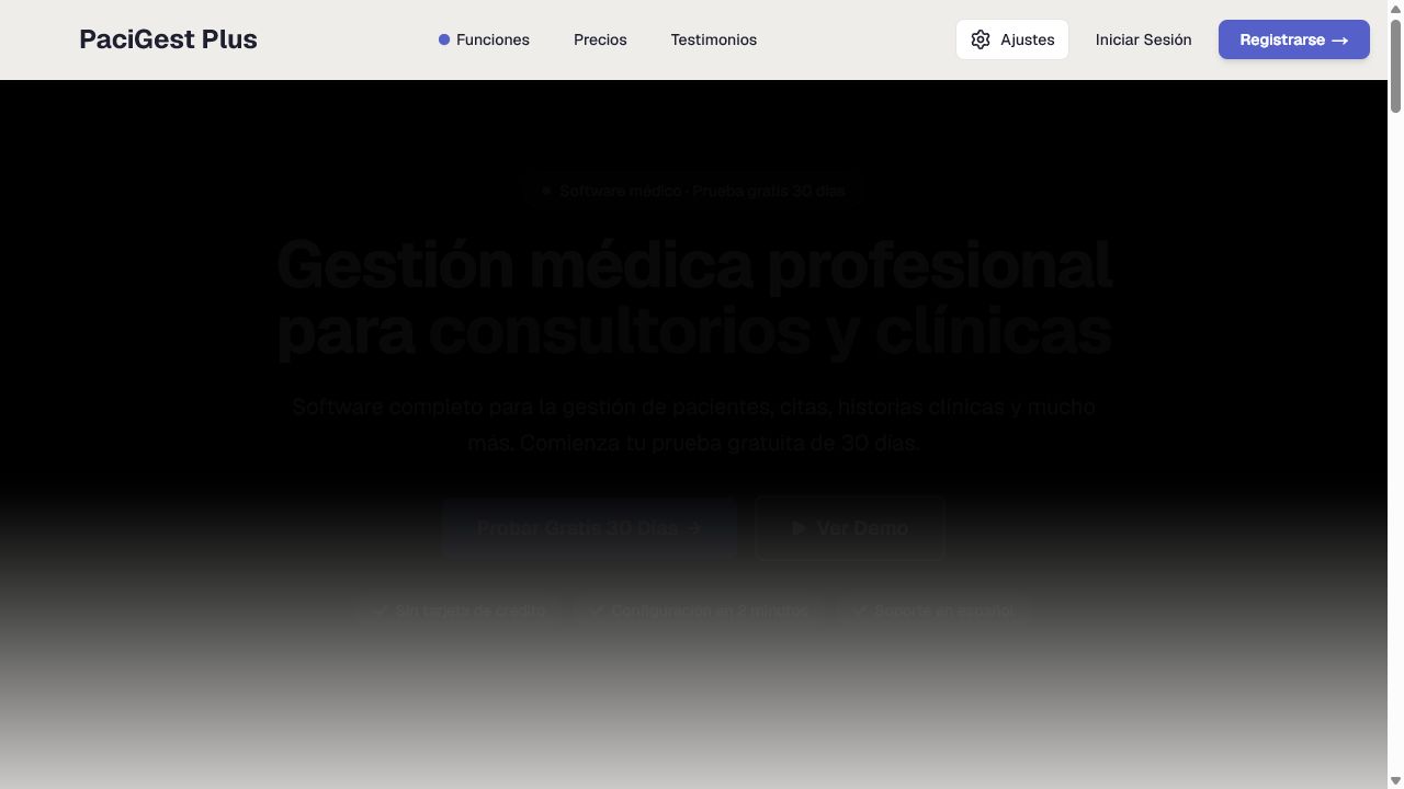 Portada de la plataforma de gestión médica PaciGest Plus